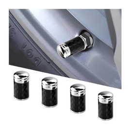 Adunsiaoto 4 Pieces Car Tire Valve Stem Caps, Dust Proof Tyre Valve Caps, Carbon Fibre Car Valve Cap, Universal Resistant Tire Air Cap Set, Carbon Fibre Car Tyre Air Cap Accessories for Van Bike