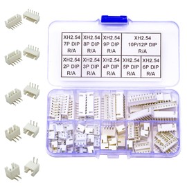 JTSINERU JST Connector Socket Kit, JST XH 2.5 2.5MM 2Pin 3Pin 4Pin 5Pin 6Pin 7Pin 8Pin 9Pin 10Pin 12Pin Micro Header PCB Board Side Type Right Angle Type Header (JTS-XH2.5-DIP-R/A)