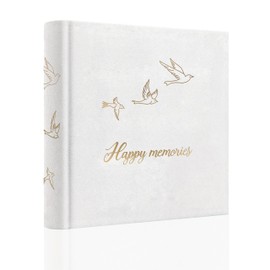 Holoary Photo Album 4x6 200 Photos with Writing Area, 200 Pockets Picture Album, Suede Cover Picture Book for Photos, 4x6 Photo Albums for Memories Family Weddings Travel(White)