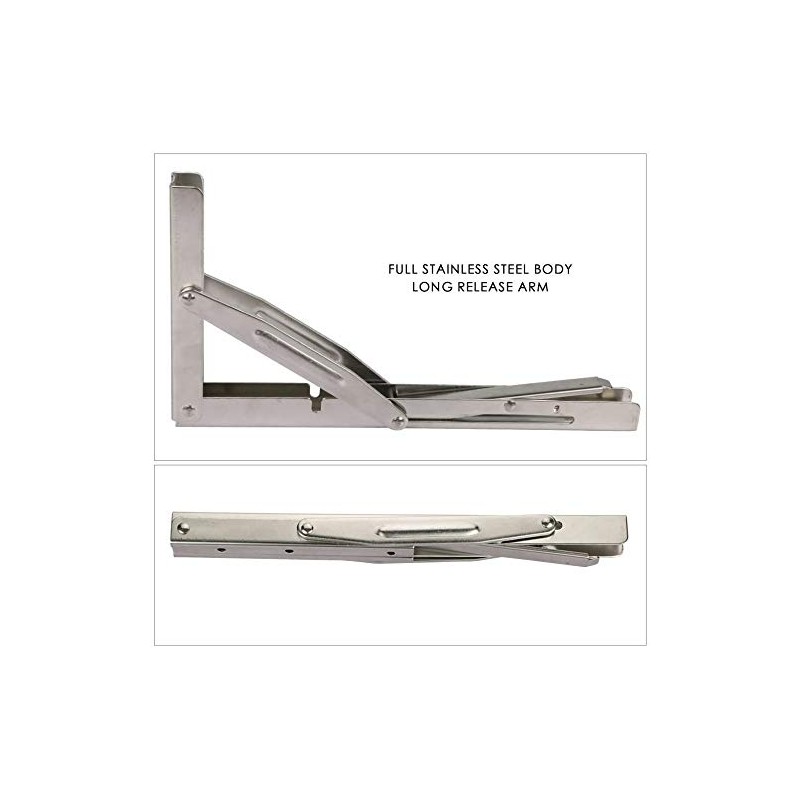 SeaLux Stainless Steel Folding Shelf Bracket Heavy Duty Wall Mounted