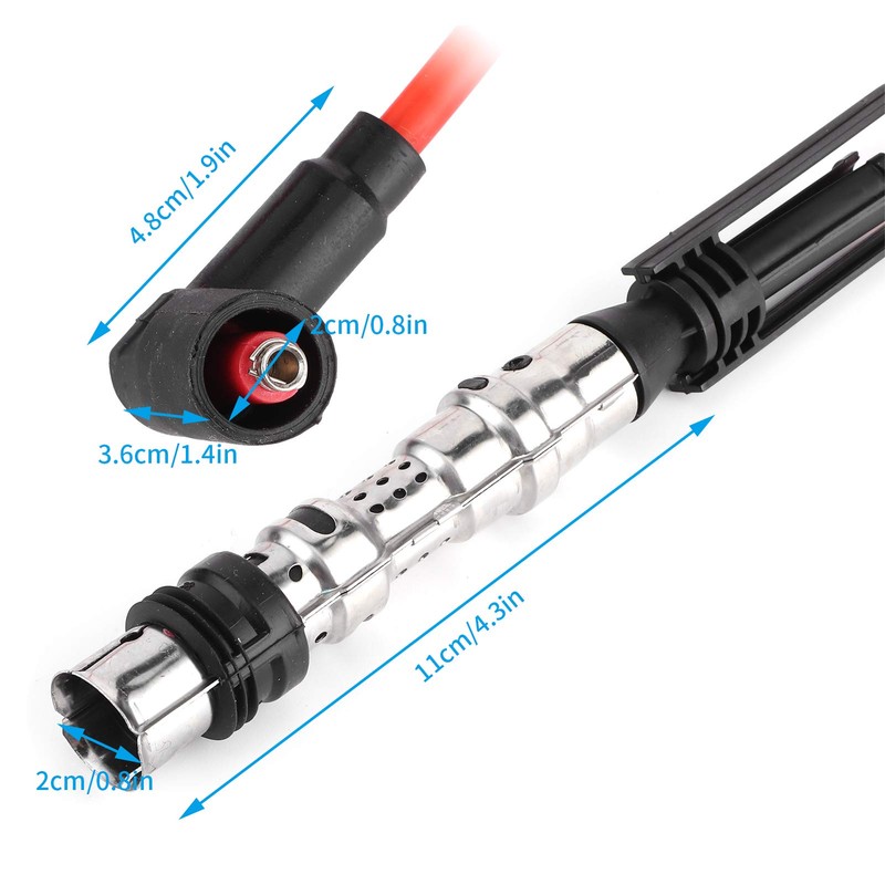 Spark Plug Cable, Pack of 6 Red Ignition Cable Ignition