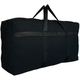 DoYiKe Extra Large Canvas Storage Duffle Bag with Zippers and Handles, Black Big Foldable Duffle Bag for Travel -100L