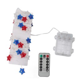 Independence Day Decor LED String Lights Battery Operated 9.8ft 40 LEDs Red White Blue USA American Stars Flag Lighting String Lights Copper Wire