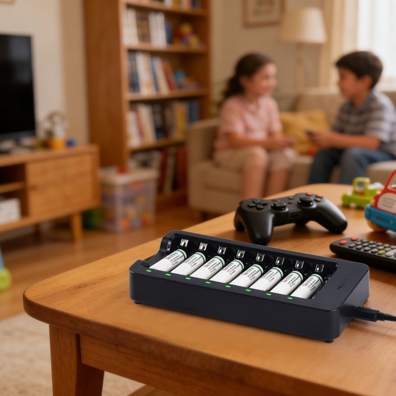 AAA Battery Charger with 16Pack AAA 800 Rechargeable Batteries, 8