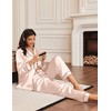 Ekouaer Silk Satin Pajama Set for Womens Button Up Long