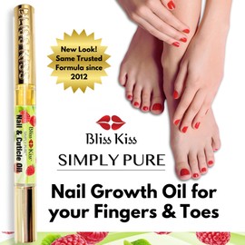 Bliss Kiss | 1 Juicy Raspberry Fragrance | Nail Oil Cuticle Pen w/Vitamin E & Jojoba⏤Nail Strengthener Nail Growth Serum for Brittle Peeling Breaking Thin Nails