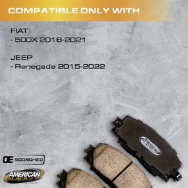 American Black ABD1809C OEM D-1809 Ceramic REAR Brake Pads Compatible With FIAT 500X 2016-2021 / JEEP Renegade 2015-2022 - QUIET & DUST FREE