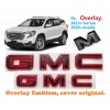 Auto Front & Rear GMC Gloss Red Black OVERLAY Emblem