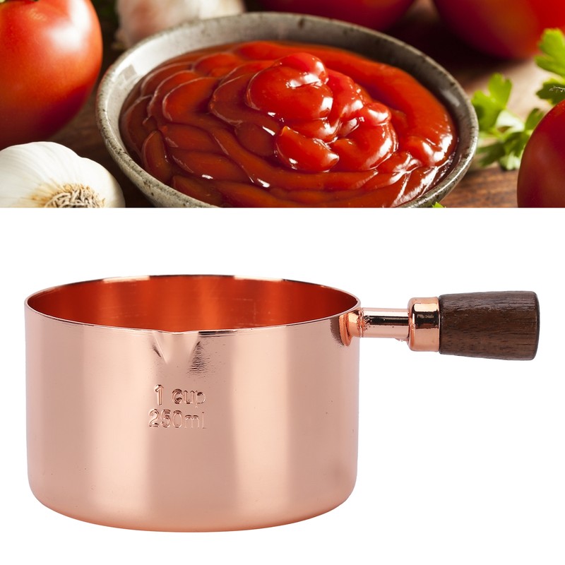 Sauce Pan Wooden Handle Rose Gold Stainless Steel Sauce Pot