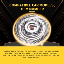 KAYULONE Engine Cooling Fan Clutch 2771 Compatible with Dodge B150 B1500 B250 B2500 B350 B3500,Ram 1500 2500 3500 4000,Jeep Wrangler/TJ 00-06