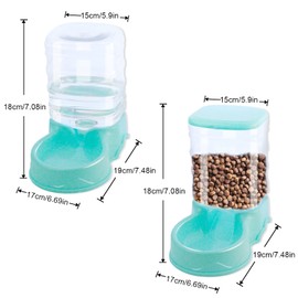WYBG 2 Pack Automatic Cat Feeder and Water Dispenser Self Feeding Replenish Eating Bowl Storage Container for Cats Small Dogs Pets Gravity Feeder and Waterer Set Dog Cat Pet Food Bowl 3.5 L
