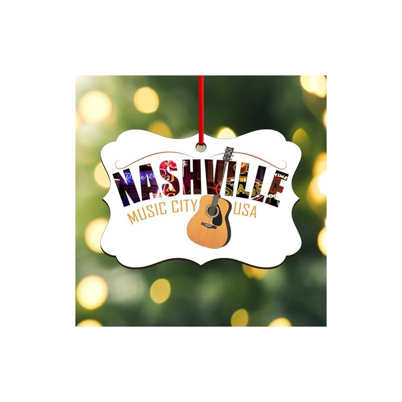 CafePress Nashville TN Music City USA Scroll Holiday Ornament 4"