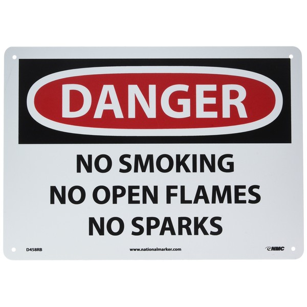NMC D458RB OSHA Sign, Legend "DANGER - NO SMOKING NO