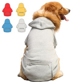 Dog Hoodie for Small Medium Large Dogs,Fleece Hoodie for Dogs with Zipper Pocket,Fall Winter Warm Cat Puppy Sweatshirts(Grey,4XL)