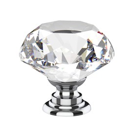Alzassbg 10 Pack Clear Crystal Drawer Knobs, 1-1/5 Inch(30mm) Diameter Cabinet Knobs Glass Diamond Crystal Knobs for Drawers AL1001