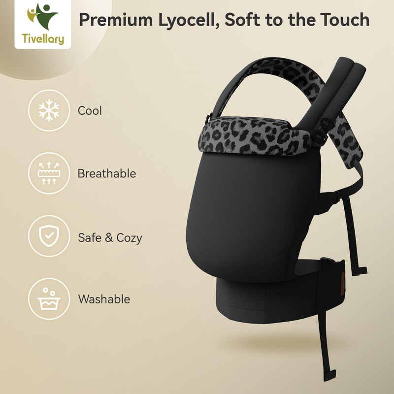 Tivellary Reversible Baby Carrier – Black Solid & Leopard Print;