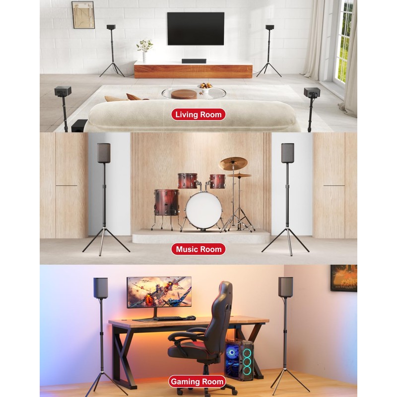 ULTIMEA Speaker Stands Pair, Height Adjustable Speaker Stand, Extends 24.4"