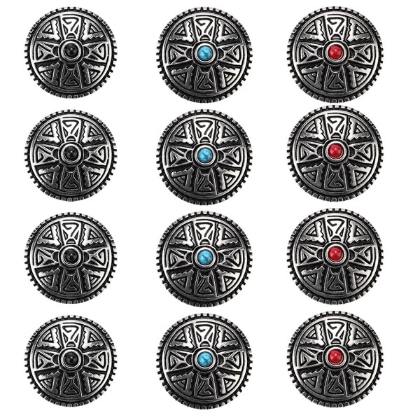 12pcs Leather Decorative Buttons,Metal Stud Screw Back Rivet DIY Creativity
