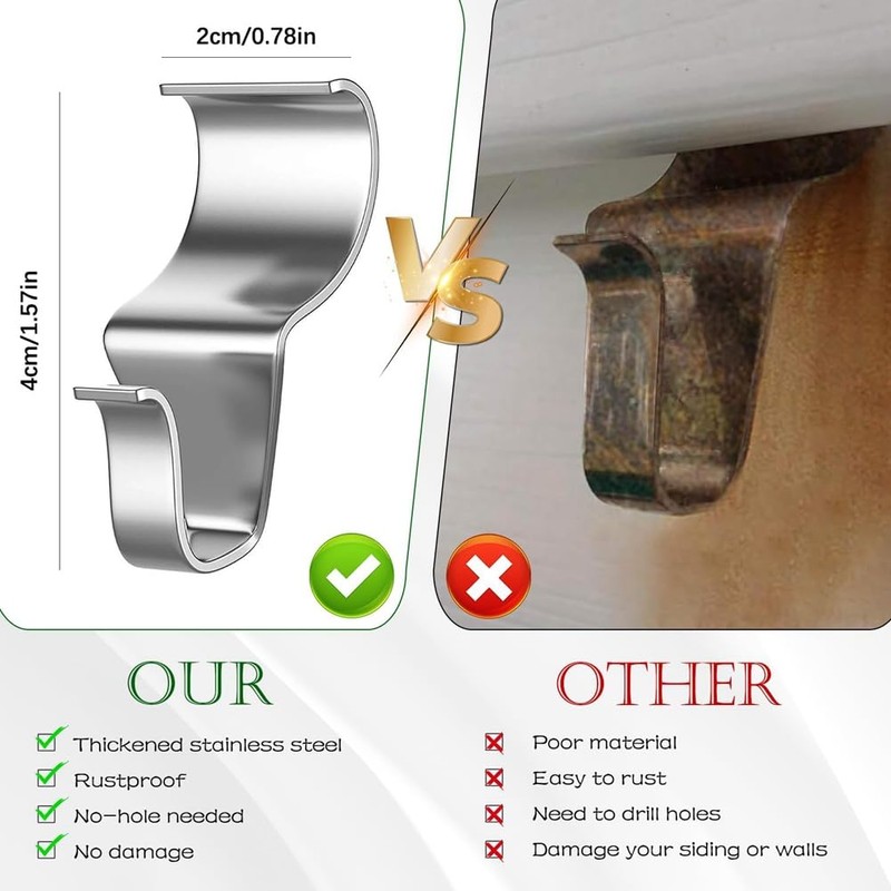 Byttlerom Vinyl-Siding Hooks for Hanging Outdoor, Upgrade Heavy Duty Hooks