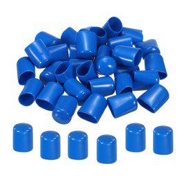 sourcing map 20pcs Rubber End Caps Cover 20mm Vinyl Screw Thread Protector Round PVC Vacuum Caps for Screw Bolt Pipe, Blue