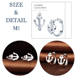 MicLee Women's Creole Earrings 925 Sterling Silver Sterling Silver Simple Anchor Earrings with Gift Bag Super Christmas Gift, Silver