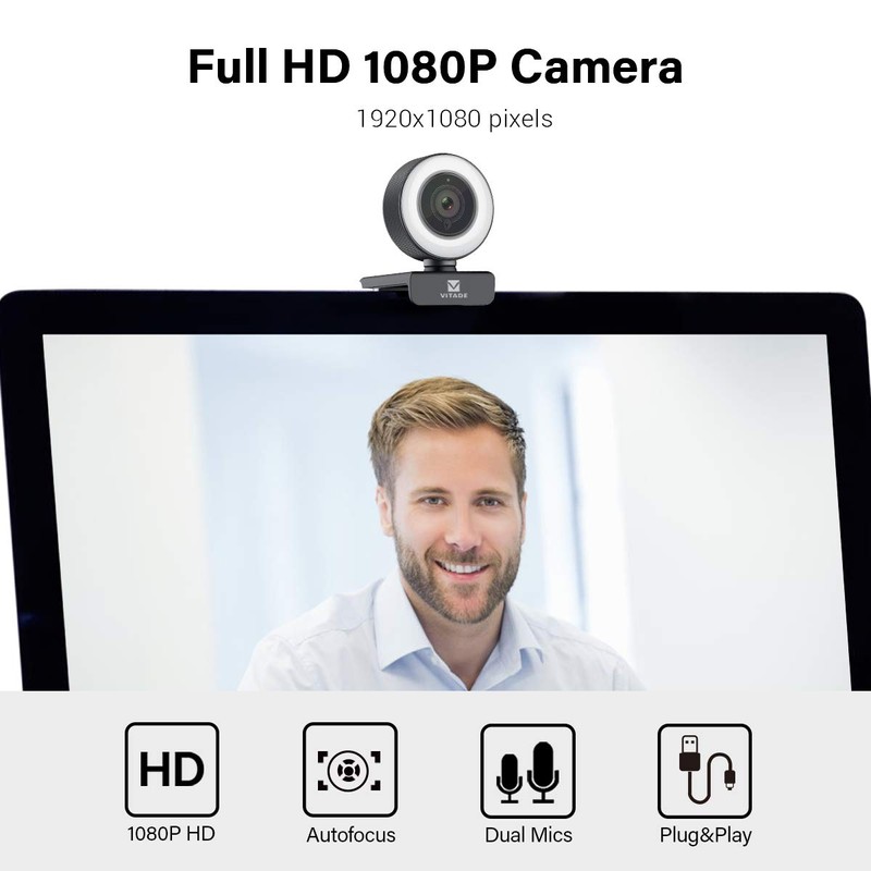VITADE Webcam with Microphone, HD 1080p Web Camera 960A Streaming