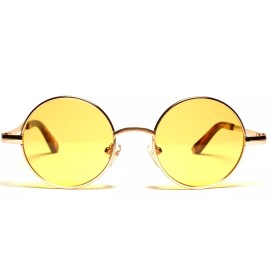 OWL KIDS CHILD SIZE ROUND SUNGLASSES YELLOW COLORED LENS HIPPIE GOLD RETRO CIRCLE