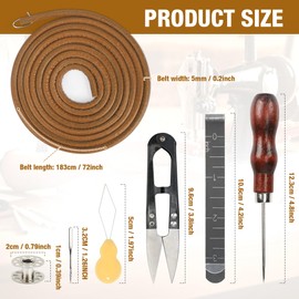 23 Pcs Treadle Sewing Machine Belt Cow Leather Belt with Hook, 72 Inch 3/16" Sewing Treadle Belts Replacement Leather Belt for Singer/Jones Sewing Machine 2PCS Sewing Machine Leather Belts