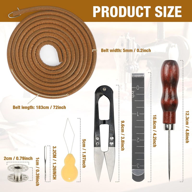 23 Pcs Treadle Sewing Machine Belt Cow Leather Belt with