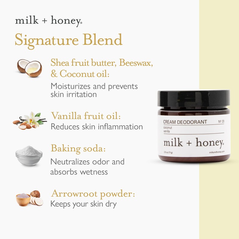milk + honey Cream Deodorant No. 20, Aluminum Free Deodorant