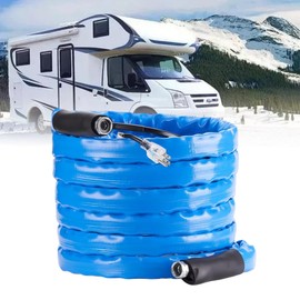 JAMESVAN Heated Water Hose for RV, 25 FT, 5/8" ID, -40F, PVC, Blue, Energy Saving Thermostat