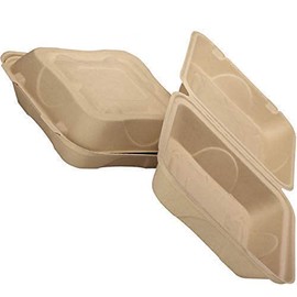 Durable, Biodegradable Leak-Proof Take Out Food Box 25 Pack. Sturdy, Plant-Based Gluten Free Compostable Wheatstraw Fiber 9x9 Clamshell Hinged Container, Microwavable and Great for Restaurant Carryout