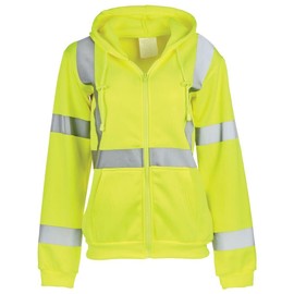 J. J. Keller & Associates, Inc. Women's High Visibility Zip Sweatshirt, Type R Class 3, Medium, SAFEGEAR Lime