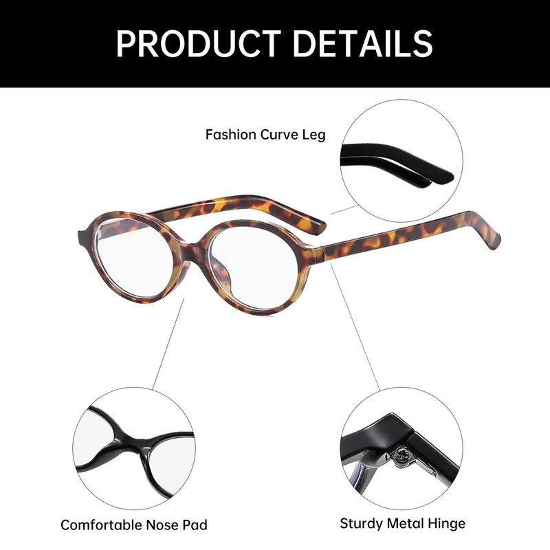 YAMEIZE Oval Blue Light Glasses Women Men - Small Anti