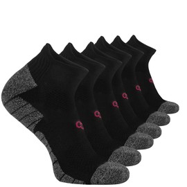 3 PAIRS of Circulate Ankle Compression Socks For Women And Men | 15-19 mmhg | Ankle Low Cut Athletic | Anti Blister Cushioned Seamless Odor Control | Ankle High Socks (Black 6-Pairs, Medium-Large)