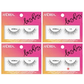 Andrea Pestañas Postizas Andrea Strip Lash 108 Negro, 4 Paquetes Negro