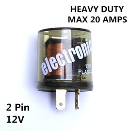 VOFONO 2-Pin Electric Flasher Relay, 12V Heavy Duty 2 Pin Compatible Automobile Motorcycle Bike Scooter Fix Turn Signal Bulbs Fast Hyper Flash，Two Prong Round