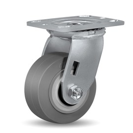 HANDSAMMU 4x2 Heavy Duty Caster Wheels -Industrial Caster Wheels, Rubber Wheels（Flat Tread）- Set of 1 with up to 450 LB Capacity - Use for Dollies, Workbench (1 Swivel)