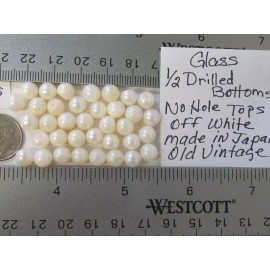 Made in Japan 36pc Vtg 7mm 1 Hole GLASS Pearl Bead Ball Cream Jewelry Craft repair Lot JAPAN