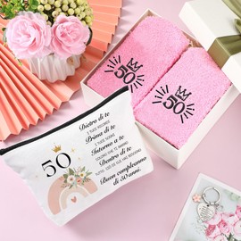 Jadive Gifts for Women Birthday Includes Cosmetic Bag for Women Socks and Keychain for Wife Mother Grandma Daughter Sister Girlfriend, As shown in the picture, 50 years old