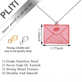 PLITI Singer Inspired Gift Sabrina Fan Gift Album Music Lover Gift Concert Gift Emails I Can’t Send Tour Necklace (Pink Envelope necCA)