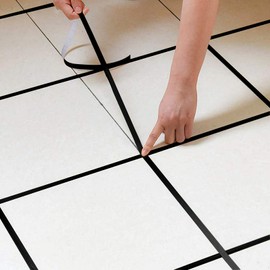 Eanpet 0.8 Inch x 166 Ft Tile Stickers Decorative Floor Wall Sticker Foil Line Peel and Stick Adhesive Waterproof Gap Cover for Kitchen Bathroom Living Room Bedroom (1pc Roll) Black