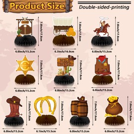 DTOFOOT 10 Pcs Cowboy Party Decorations, Wild West Cowboy Honeycomb Centerpieces for Tables Cowboy Party Decorations Western Themed Party Decorations Cowboy Birthday Party Decorations