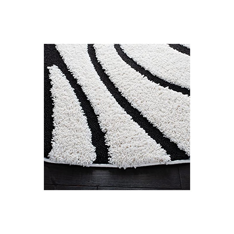 SAFAVIEH Florida Shag Collection 4' Round Ivory / Black SG471