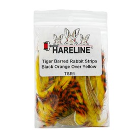 Hareline Dubbin barred magnum zonker strips - ORANGE/YELLOW