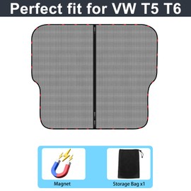 ZATOOTO Sun Protection Car Tailgate Only Suitable for VW T5 T6, Boot Cover with Three Zip, Magnetic Divider Curtain, Shade Net, Mosquito Net for Camping, Travel