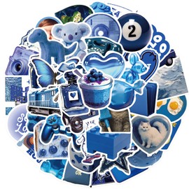 50Pcs Cute Blue Girl Stickers Waterproof Vinyl Y2K Blue Aesthetic Decals for Bike Water Bottles Laptop Bicycle Refrigerator Cup Luggage Computer Mobile Phone Skateboard Decor (insB)