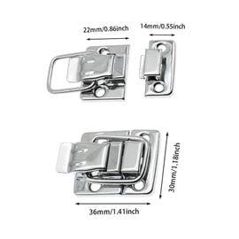 Vintage Toggle Hasp Latches Retro Style Buckle Lock Clasp Antique Hasps with Mounting Screws Used for Jewelry Box Ordinary Box Gift Box Wooden Case Cabinet Toolbox 6Pcs Square (Silver)