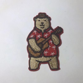 Unbranded 2.5” GUITAR BEAR EMBROIDERED IRON ON PATCH