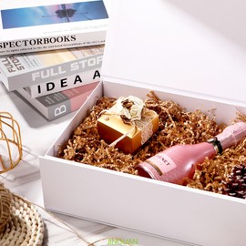 JINGUAN 19.2x15.8x7 Inches, 5 Extra Large Gift Boxes with Lids, White Gift Boxes with Magnetic Closure, Bridesmaid Proposal Boxes, Giant Gift Boxes for Clothes and Large Gifts (Matte White)